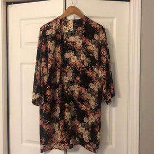 Floral print kimono